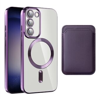 Voor Samsung Galaxy S23+ Magnetische telefoonhoes TPU + PC Heldere telefoonhoes met kaarthouder