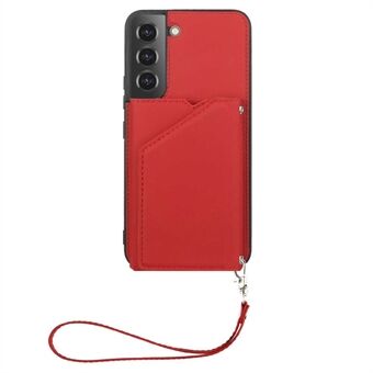 YB Leather Coating Series-2 Telefoonhoesje voor Samsung Galaxy S23+ Standaard Kaarthouder PU-leer Gecoate TPU Cover met riem