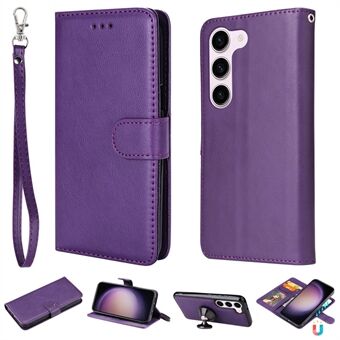 KT Leather Series-3 voor Samsung Galaxy S23+ Magnetisch afneembaar PU-lederen telefoonhoesje Opvouwbare Stand Portemonnee beschermhoes met riem