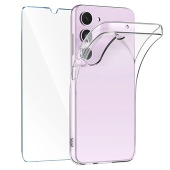 Voor Samsung Galaxy S23+ telefoonhoesje Heldere TPU-achterkant met 2.5D Arc Edge gehard glas schermfilm