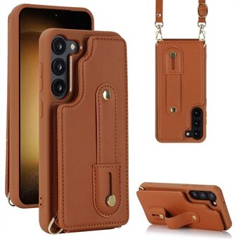 Voor Samsung Galaxy S23+ PU-leer + TPU-telefoonhoes Verstelbare polsband Kickstand Cover met kaartsleuven