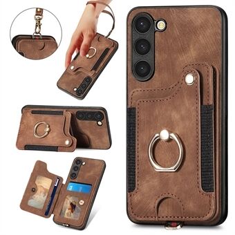 Voor Samsung Galaxy S23+ Kaartsleuf RFID Blocking Kickstand Cover PU-leer gecoat PC+TPU telefoonhoesje