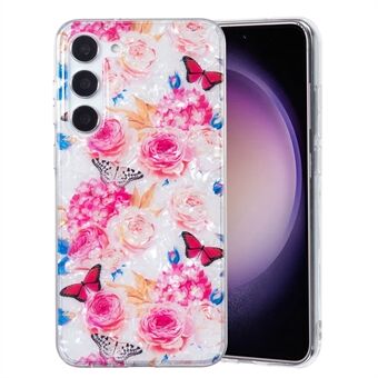 Voor Samsung Galaxy S23+ Zachte TPU Telefoonhoes Shell Patroon Marmeren Bloem IMD Cover