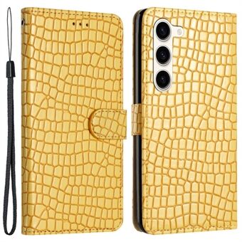 Voor Samsung Galaxy S23+ Krokodiltextuur PU lederen Stand cover telefoon portemonnee hoesje met draagriem