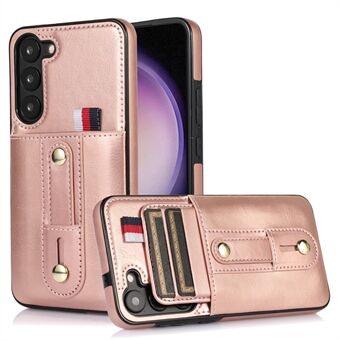 Telefoonhoesje voor Samsung Galaxy S23+, Kaartsleuven Retro PU-leer gecoate TPU-hoes met standaard