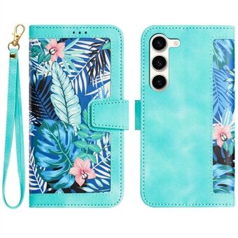 Voor Samsung Galaxy S23+ Kaarthouder Telefoonhoesje PU-leer Bloempatroon Afdrukken Stand Cover