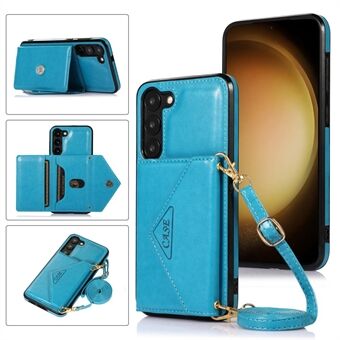 Voor Samsung Galaxy S23+ Kaarthouders Telefoonhoesje PU-leer gecoate TPU Kickstand Cover met schouderband