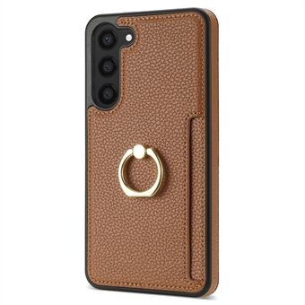 Voor Samsung Galaxy S23+ PU lederen gecoate TPU hoesje met kaarthouder en ringstandaard