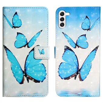 Voor Samsung Galaxy S23+ hoesje PU leer 3D-patroon printen portemonnee standaard telefoonhoesje - Tri