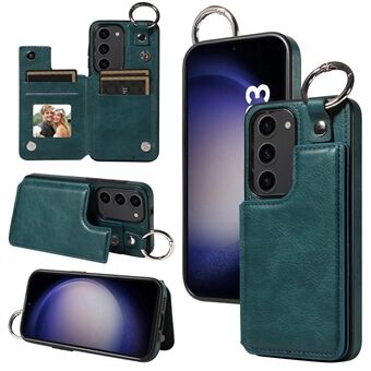 003 Voor Samsung Galaxy S23+ Hoesje Leer+TPU Mobiele Telefoon Achterkant Cover met Kaartsleuven