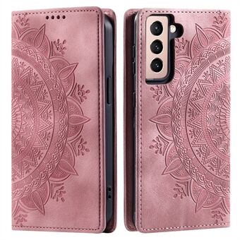 Voor de Samsung Galaxy S23+ hoesje met Mandala Bloemopdruk en leren cover met portemonnee.