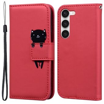 Voor Samsung Galaxy S23+ Telefoonhoesje Cartoon Dieren Flip PU Leren Cover met Strap