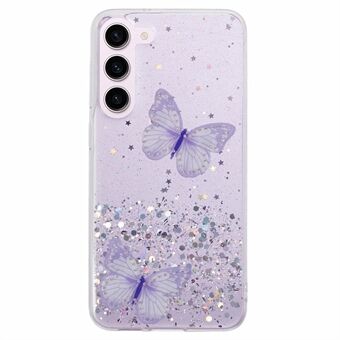 AW-serie voor Samsung Galaxy S23+ hoesje TPU+PVC Sparkle Epoxy telefoonhoesje met grote opening voor de achterste lens