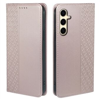 Voor Samsung Galaxy A54 5G hoesje, leren telefoonhoesje met geluksklaver opdruk en magnetische sluiting.