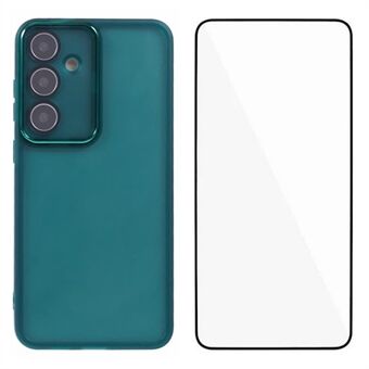 WANLONFENG DKSM-serie voor Samsung Galaxy A54 5G TPU-hoes Geëlektroplateerd frame telefoonhoesje met gehard glas