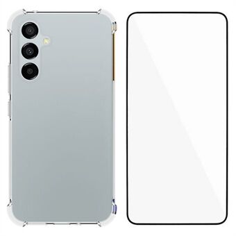 WANLONFENG WL-serie voor Samsung Galaxy A54 5G Hoes 2,0mm Transparante TPU Bescherming met Gehard Glas Film (Groot Lensgat)