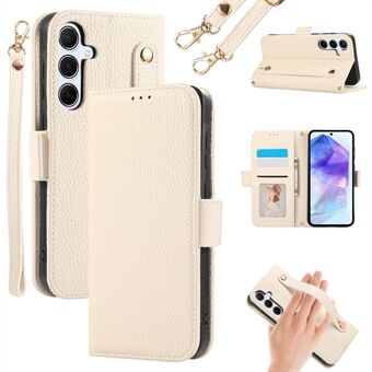 Voor Samsung Galaxy A54 5G Leren Hoesje met Kaarthouder, Bandjes, Schokbestendige Wallet Telefoonhoes