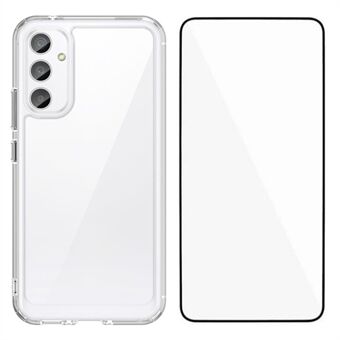 WANLONFENG MF-serie voor Samsung Galaxy A54 5G hoesje TPU+Acryl doorzichtige telefoonhoes met gehard glasfilm