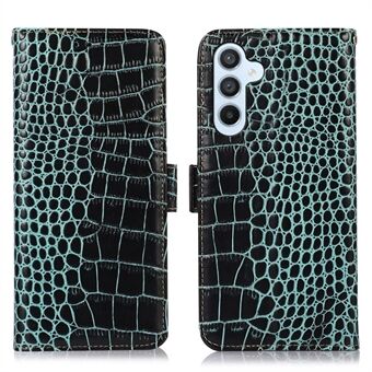 Voor Samsung Galaxy A54 5G Krokodil Textuur Telefoon Case Echt Leer Portemonnee Stand RFID Blokkeren Anti-drop Cover