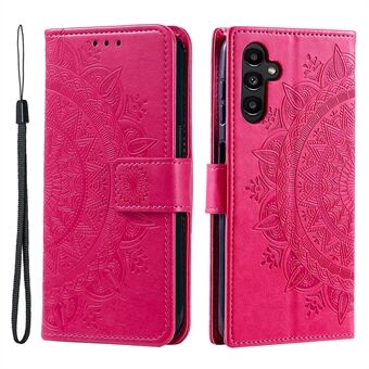 Voor Samsung Galaxy A54 5G bedrukte Mandala bloem opvouwbare Stand hoes PU lederen portemonnee magnetische flip telefoonhoes met riem