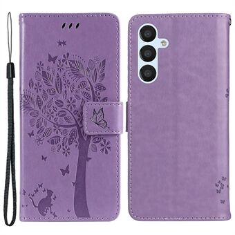 KT Imprinting Flower Series-3 voor Samsung Galaxy A54 5G PU lederen telefoonhoes bedrukt kattenboompatroon schokbestendig magnetisch telefoon portemonnee cover Stand