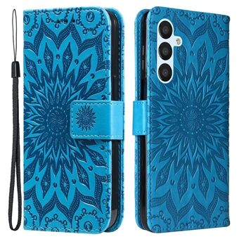 KT Imprinting Flower Series-1 voor Samsung Galaxy A54 5G Anti-val lederen flip portemonnee hoesje met opdruk zonnebloem Stand magnetische telefoonhoes met riem