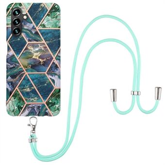 YB IMD Series-5 Achtercover voor Samsung Galaxy A54 5G, IML IMD Galvaniserende Splicing Marmer Patroon TPU Telefoonhoesje met Lanyard