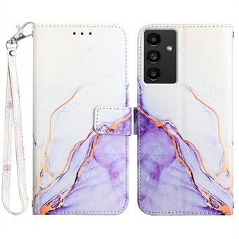 YB Patroon Afdrukken Lederen Serie-5 voor Samsung Galaxy A54 5G Marmer Patroon PU Lederen Portemonnee Hoesje Magnetische Sluiting Telefoon Stand Cover met grote handriem