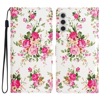 Voor Samsung Galaxy A54 5G Patroonprint PU lederen flip-telefoonhoes Magnetische sluiting Stand Wallet Folio Cover met riem