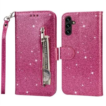 Voor Samsung Galaxy A54 5G Telefoonhoes met volledige bescherming Ritsvak Glitterpailletten PU lederen flip-telefoonhoes Stand