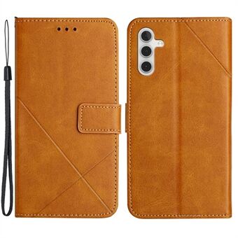 Voor Samsung Galaxy A54 5G Lijnafdruk Effen kleur PU lederen portemonnee Stand Case Volledige bescherming Telefoonhoes met riem