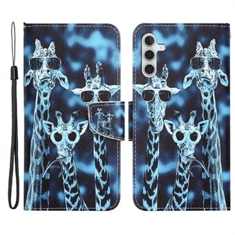 Voor Samsung Galaxy A54 5G Cross Texture PU lederen portemonnee-hoes Patroondruk Magnetische sluiting Stand Telefoonhoes met riem