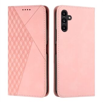 Voor Samsung Galaxy A54 5G Skin-touch Gevoel Bedrukt Rhombus PU Lederen Flip Wallet Case Stand Magnetische telefoon Cover