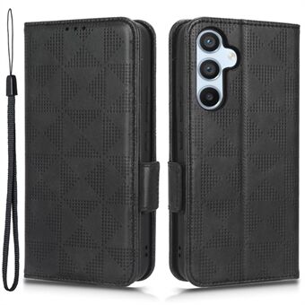 Voor Samsung Galaxy A54 5G Anti-Drop PU lederen portemonnee beschermende telefoonhoes bedrukt driehoekig patroon Stand cover met polsband