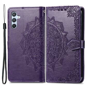 Voor Samsung Galaxy A54 5G reliëf Mandala-patroon PU lederen Stand hoes magnetische sluiting portemonnee cover met riem