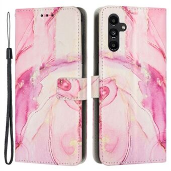 Voor Samsung Galaxy A54 5G Marmerpatroon Telefoonstandaard Stand PU lederen portemonnee smartphonehoes met riem