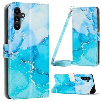 Voor Samsung Galaxy A54 5G Marmeren patroon telefoonhoes PU lederen Stand telefoon portemonnee hoes met schouderband