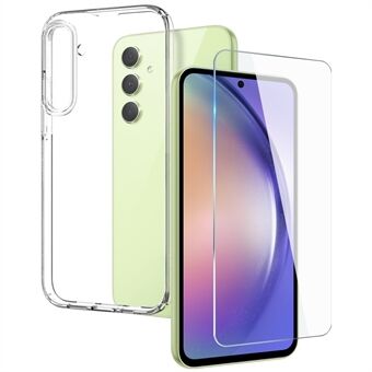 NORTHJO voor Samsung Galaxy A54 5G zachte transparante TPU telefoonhoes met gehard glazen schermbeschermer - transparant