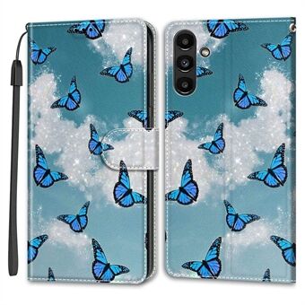 Schokbestendig hoesje voor Samsung Galaxy A54 5G Kaartsleuven Telefoonhoesje Patroon Gedrukt Leren flip cover met Stand, riem