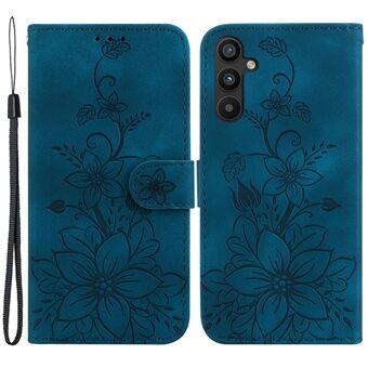 Voor Samsung Galaxy A54 5G Leren Stand Wallet Hoesje met Bedrukte Lelie Bloem Antishock Telefoonhoesje