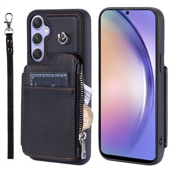 009 Telefoonhoesje voor Samsung Galaxy A54 5G, RFID-blokkerende PU+TPU Bump Proof Cover Kickstand-ritssluitingportemonnee met band.