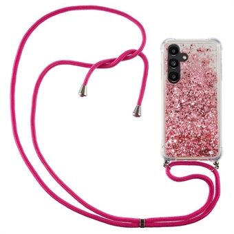 Voor Samsung Galaxy A54 5G Hoesje Quicksand Glitter TPU Hoeken Beschermhoes met Lanyard