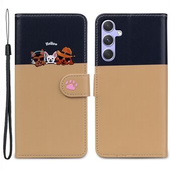 Cartoon Huisdieren Serie voor Samsung Galaxy A54 5G Hoesje met Dierenpatroon Telefoonleren Hoes