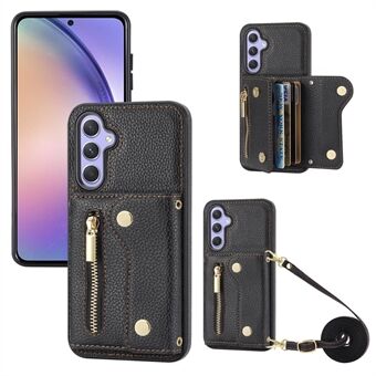 DF-09 Voor Samsung Galaxy A54 5G Telefoonhoesje met Kaarthouder en Crossbody-band.