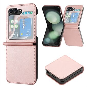 Voor Samsung Galaxy Z Flip5 5G Hoes Calf Texture PU Leren Schokbestendige Telefoonhoes