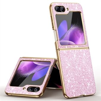 Voor Samsung Galaxy Z Flip5 5G Hoes Electroplated Design Glitter Leer+PC Telefoonhoesje