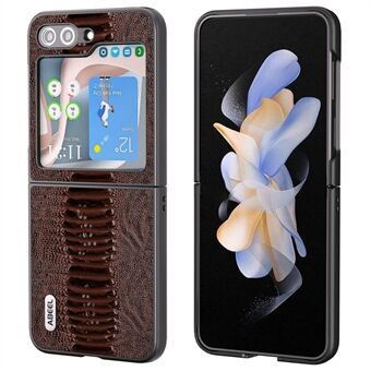 ABEEL Voor Samsung Galaxy Z Flip5 5G Krokodiltextuur Slim Case Echt Koe Leer + PC Opvouwbare Telefoonhoes