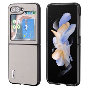 ABEEL Voor Galaxy Z Flip5 5G Echt rundleer + harde pc-shell Matzwarte Edge telefoonhoesje