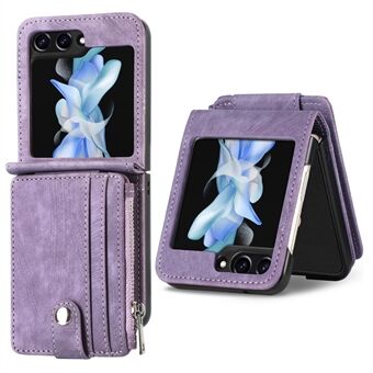 Beschermende portemonnee-hoes voor Samsung Galaxy Z Flip5 5G Retro PU-lederen pc-telefoonhoes met standaard