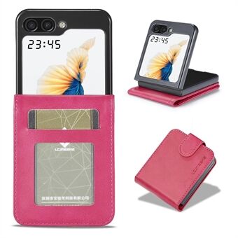 LC.IMEEKE Voor Samsung Galaxy Z Flip5 5G PU lederen telefoonhoes kaarthouder kalfstextuur Stand cover